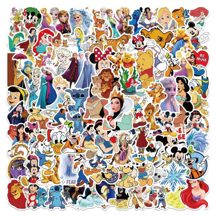 100PCS Disney Cartoon Elsa Anna Stickers Disney Princess series DIY Stickers Graffiti Travel Luggage Guitar Skateboard Cool Waterproof Sticker for Kid Toys