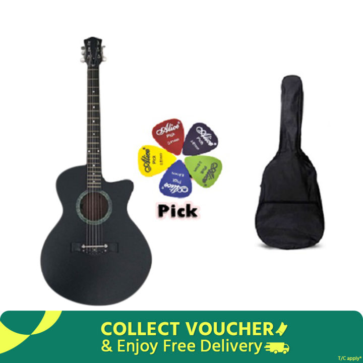 Dark DK-100B Best Beginner choice Premium Acoustic Guitar + Bag + Picks - Black