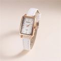 fashion rectangle dial quartz women leather watch. 