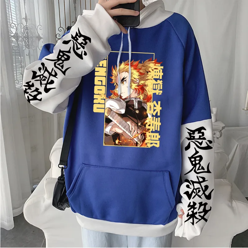 Sweat à Capuche Unisexe Anime Rengoku - Imprimé Démon Slayer - Pull Harajuku Décontracté - Automne/Hiver