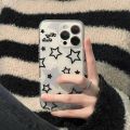 Korean Cute Y2k Star Transparent Phone Case For iPhone 14 13 12 11 Pro Max X XR 7 8 Plus SE 3 Lovely Shockproof Soft Cover Funda.