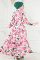 Women Eid Collection Stylish Attractive Design Flower Long Gown Dress Tops One Piece Long Kurti For Girls. 