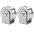 2Pcs 2 Inch Roller Wheel Bearings U Groove Pulley Wheels Heavy Duty Grooved Wheel for Material Handling and Moving. 