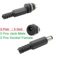 3Pair- 5V 12V 24V DC Jack Male & Panel Mount Socket Female DC Power Jack 2.1mm Plug Socket Power Supply For Led Strip CCTV Security Camera Cables Barrel Adapters. 