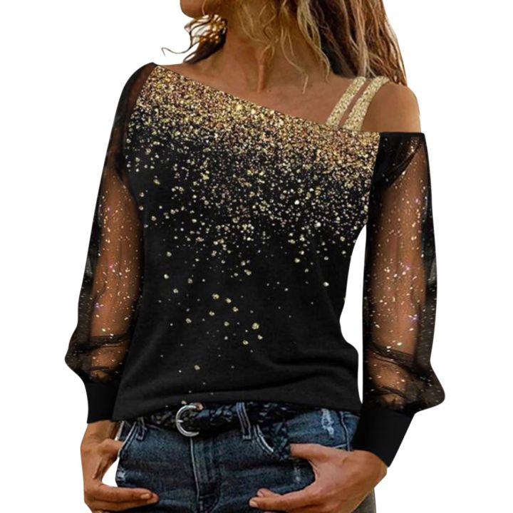 Woman%20Long%20Sleeve%20Sequin%20Blouse%20Top%20Summer%20Party%20Cold%20Shoulder%20Bling%20Mesh%20Sheer%20Blouse%20Lady%20Casual%20Shirts%20Clothes%20-%20Image%202