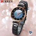 CURREN 9072 Watches for Women Luxury Brand CURREN Elegant Thin Quartz Wristwatch with Stainless Steel Simple Female Clock - Black And Rose Gold. 