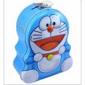 Blue Doraemon Cartoon Metal Kiddy Piggy Bank Coin Box With Lock - Bank For Money. 