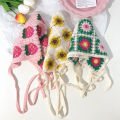 French Pastoral Style Sweet Knitted Crochet Triangle Hair Scarf Fashion Strawberry Daisy Flower Shape Headband Beach Vacation Hair Accessories 1Pcs.