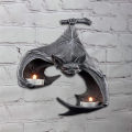 Halloween Bat-Shaped Candlestick Resin Hang Garden Statue Sculptures Crafts Candle Holder For Patio Porch. 