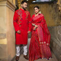 Dhupiyan Silk Sharee And Cotton Panjabi For Combo Couple Dress - Sari. 