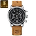 POEDAGAR Man Watch Luxury High Quality Waterproof Chronograph Luminous Men's Wristwatch Leather Men Quartz Watches Casual Clock. 