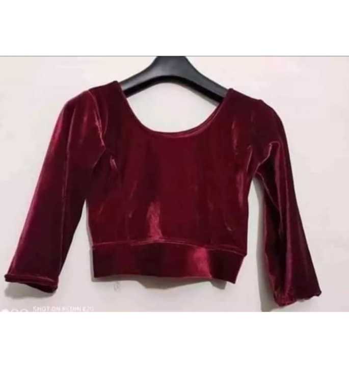 VELVET%20STRETCHY%20BLOUSE%20BEST%20QUALITYFULL%20GOOD%20STITCHING%203/4%20SLEEVE%20-%20Image%203
