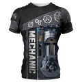 Vintage Men's T-shirt 3d Printed Mechanical Tool Pattern Ordinary Short-sleeved High Street Streetwear Tees Tops Men's Clothing.