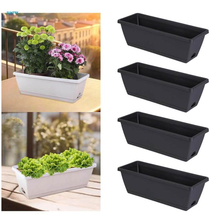 4x%20Flower%20Window%20Box%20Planters%20Vegetable%20Planters%20with%20Trays%20Container%20for%20Yard%20-%20Image%203