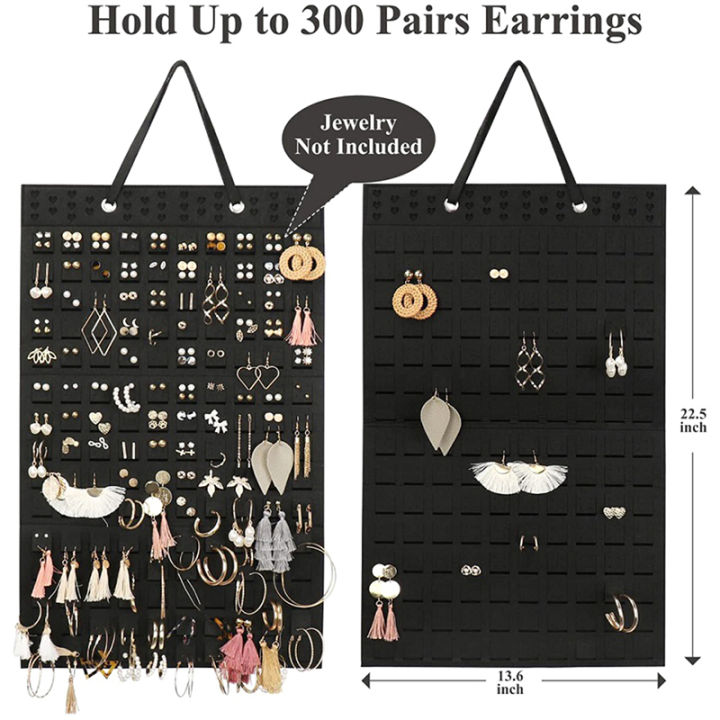 Earrings Hanging Organizer Wall Earring Holder Soft Felt Hanger Jewelry Necklace Earring Display Hanging Storage Qoddess