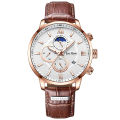 Quartz watches multifunctional calendar, speed measurement, waterproof watch, high-end business leather quartz watch.