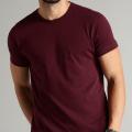 Mens short Sleeve Maroon Cotton-T-shirt. 