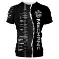 Mechanic shirt men's T-shirt mechanical tools print short sleeve summer Jersey casual tops oversized trendy breathable clothing. 