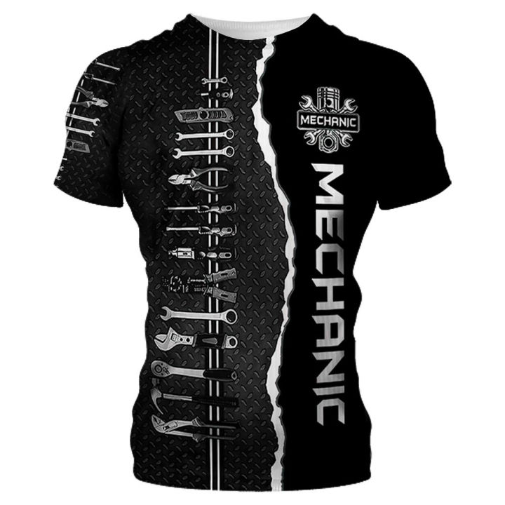 Mechanic%20shirt%20men's%20T-shirt%20mechanical%20tools%20print%20short%20sleeve%20summer%20Jersey%20casual%20tops%20oversized%20trendy%20breathable%20clothing%20-%20Image%202