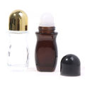 Amber 50ml empty glass roll-on deodorant bottles with Plastic Roller Ball.