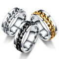 Rotatable chain Rings For Men (Golden Chain) Spinner Ring Stainless Steel Chain Ring.