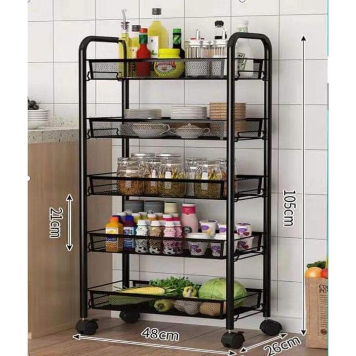 5-Tie rBlack  Racks Stainless Shelf Kitchen Storage Organizer Stand Holder - Three floors