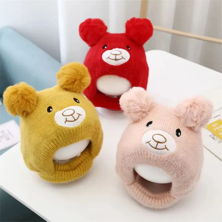 Korean%20Kids%20Winter%20Cartoon%20Bear%20Ear%20Beanie%20Cap%20Baby%20Protection%20Hats%20Scarf%20Bear%20Knitted%20Hat%20Neck%20Cover%20Toddler%20Boy%20Girl%20Bonnet%20-%20Image%204