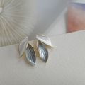 Grey Leaf Stud Earrings For Women Girls Ladies Korean Fashion Ear Ring Jewelry - Kaner Dul - Kaner Dul. 