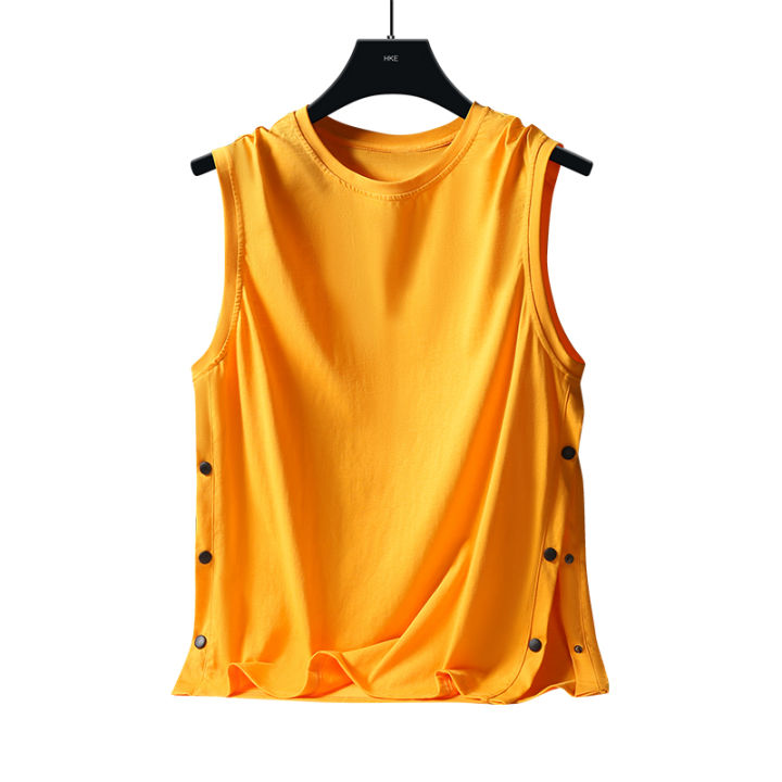 2024%20New%20Minimalist%20Fashion%20Brand%20Summer%20Solid%20Round%20Neck%20Men's%20Tank%20Top%20Double%20Bonded%20Versatile%20Casual%20Loose%20Sleepless%20T-shirt%20-%20Image%204