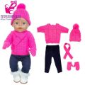 43 cm baby doll clothes crochet sweater 18 inch girl doll winter clothes set scarf hat gloves new year apparel for dolls. 