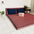 Relax Floor Mattress - Ruby Red Block Pattern Double Sleeping Mattress. 