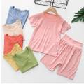 Children Clothing Set Summer Children Boys Girls Kids Pajamas Suit Sleepwear Short Sleeve T shirt Shorts Kids Outfits 4 6 8 10 Y. 