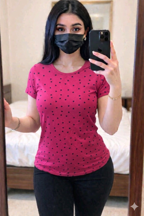 Casual Use Cotton Short Sleeve T-shirt For Ladies/Teenager