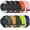 Watch Strap For Garmin Forerunner 255 Music 22mm Football Pattern Two-Color Silicone Watch Band. 