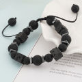 Lava Stone Bracelets for Men Matte Black Beaded Bracelet With Adjustable Designs For Boys. 