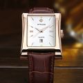 【support】 WWOOR Brand Classic Fashion Mens Rectangle Watches Male Brown Leather Quartz Waterproof Wrist Watch For Men Calendar Clocks. 
