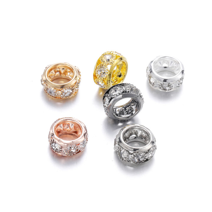 St.Kunkka 20pcs 12/10mm Copper Rhinestone Bead Ring Making Jewelry DIY For Bracelet Necklace