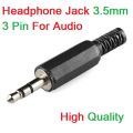 2Pcs- 3 Pole Male 3.5mm 3Pin Stereo Audio Headphone Jack Connector Earphone Plug For Mobile Phone Computer Laptop Desktop PC MP3 Video Cables Connectors. 