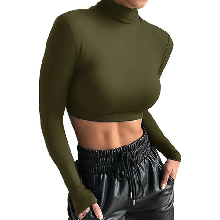 Women's%20Long%20Sleeve%20Turtleneck%20Crop%20Tops%20Fitted%20Basic%20T%20Shirt%202022%20Autumn%20Black%20Tee%20Women%20Streetwear%20Neon%20Green%20Tops%20PR655G%20-%20Image%205