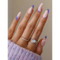24pcs French Point Diamond Nails Wearing Artificial Square Head Press On Acrylic Nail Art Pearl Patch Almond False Nails. 