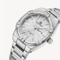 NAVIFORCE NF9218 Silver Stainless Steel Analog Watch For Men - White & Silver. 