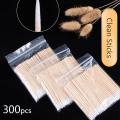 Nails Wood Cotton Swab Clean Sticks Bud Tip Wooden Cotton Head Manicure Detail Corrector Nail Polish Remover Art Tool. 