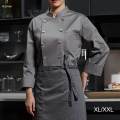 Chef Jacket Waiter Gray Wear Resistant Chef Coat for Kitchen XL.