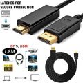 DisplayPort to HDMI Cable 4K Ultra HD DP to HDMI Converter Adapter for Monitor TV Laptop PC - Black (1.8m). 