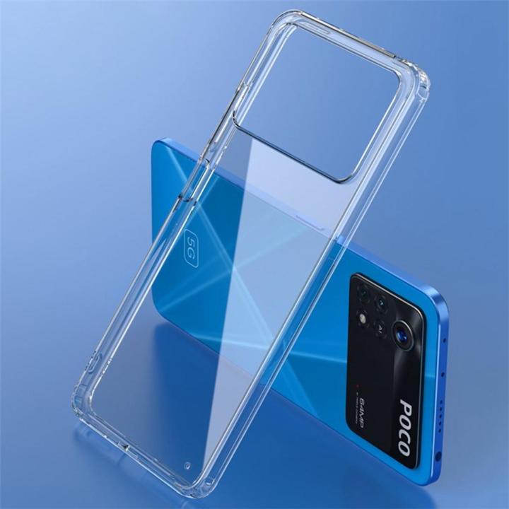 GOKEN Cover In Pelle TPU Per Xiaomi Poco X4 Pro 5G - Custodia Antiurto Con Trama Fibra Di Carbonio - Blu