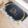 Black Golden ChristSnow Decoration 40*60 Kitchen Entrance Door Mats Coral Velvet Carpet Doormat Indoor Floor Anti-Slip Rug-40cmx60cm. 