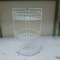 "White Finish 3-Step Triangle Corner Storage Rack – Durable Iron, Easy to Install, Hanging Kitchen Organizer – 1 Pc".