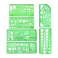6 Pieces Plastic Measuring Templates Building Formwork Stencils Geometric Drawing Rulers for Office and School,Green(null).. 