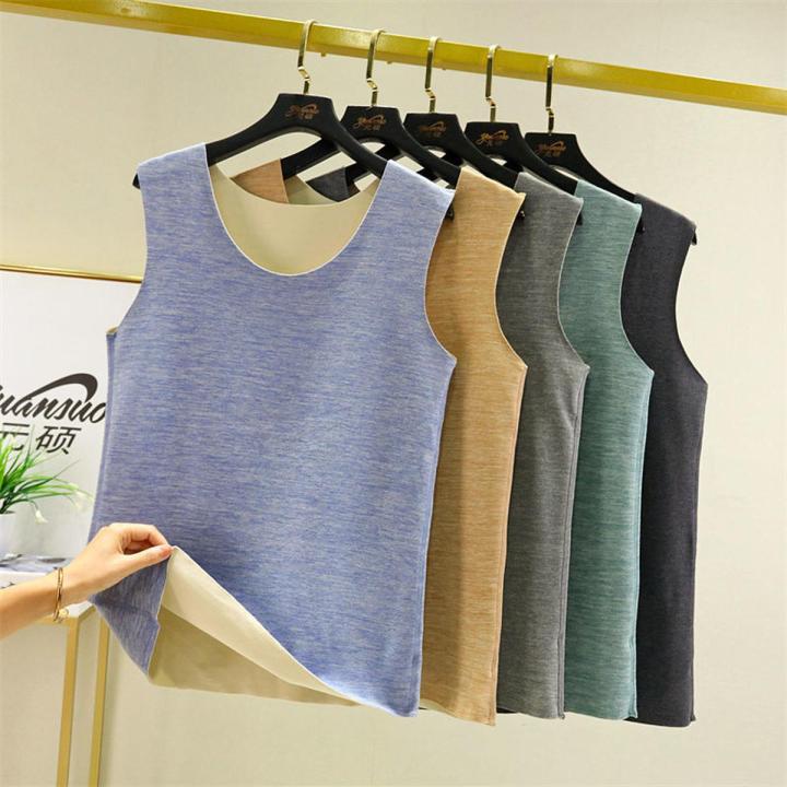 Men's Double-Sided Dralon plus Velvet Thickened Large Size Slim Sleeveless Bottoming Shirt Autumn and Winter Inner Wear Warm Traceless Vest