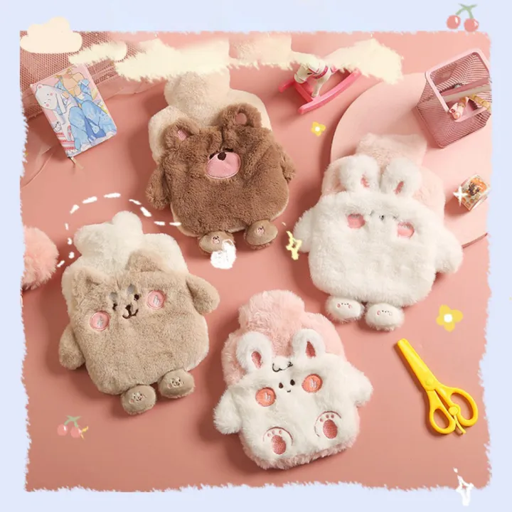 400ML%20Cute%20Stuffed%20Plush%20Water-Filled%20Hot%20Water%20Bag%20Non-Slip%20Heat%20Insulation%204%20Colors%20Flannel%20Cover%20Square%20Hot%20Water%20Bag%20-%20Image%203